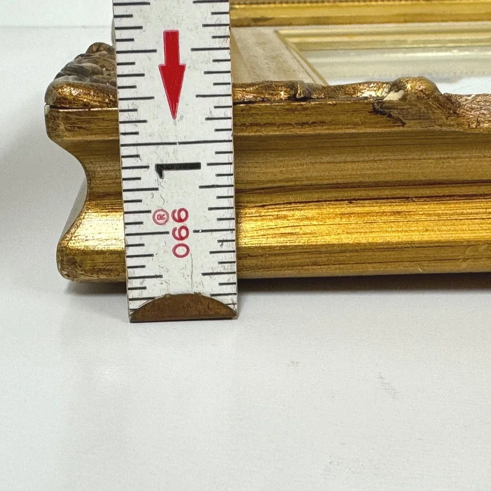 Vintage Ornate Gold Gilt Frame with Linen Mat 5x7 Opening Baroque Style Decor